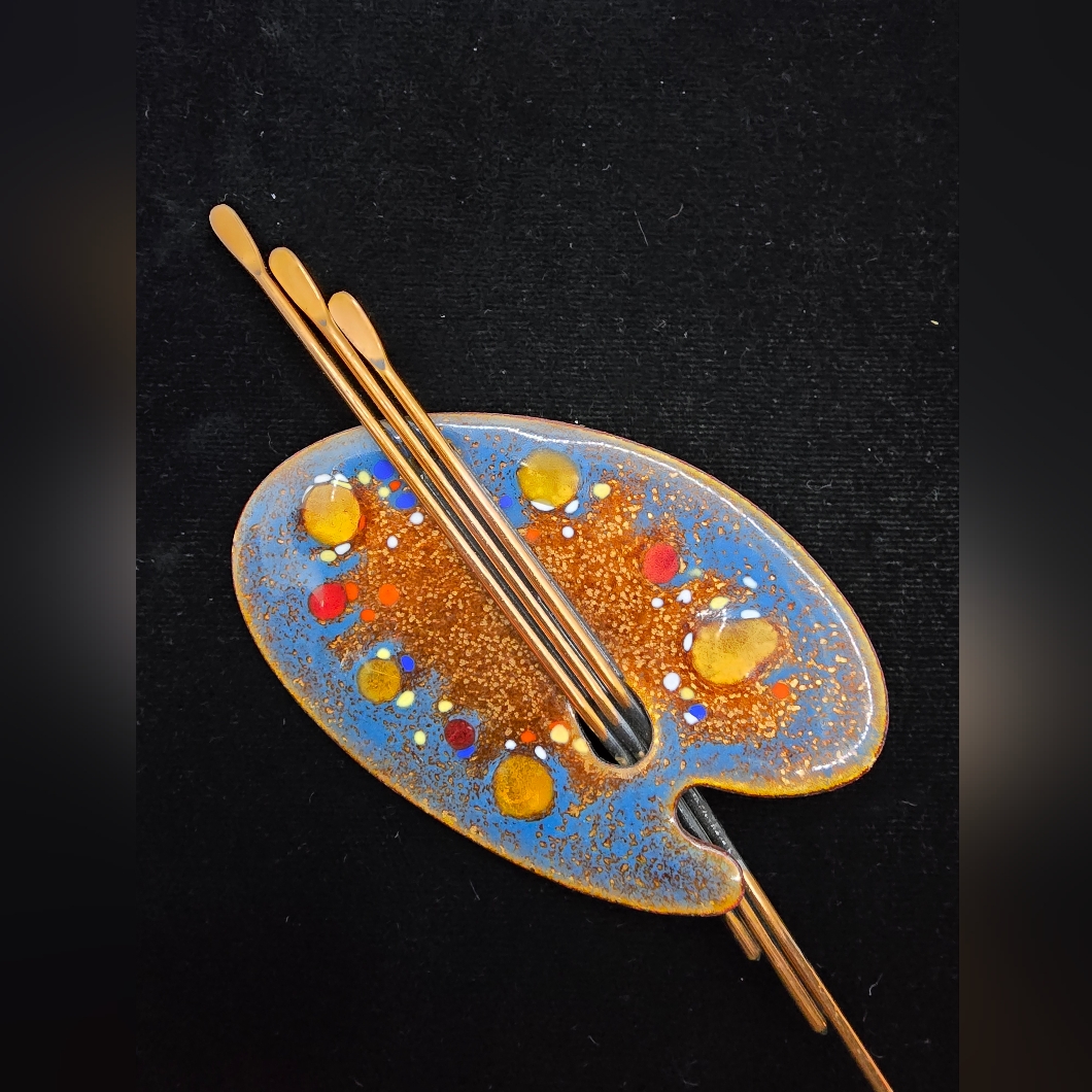 Matisse Blue Enamel Painters Pallet Brooch Mcm